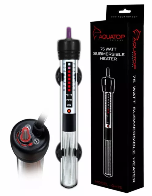 Aquatop Submersible Glass Aquarium Heater 75 Watt