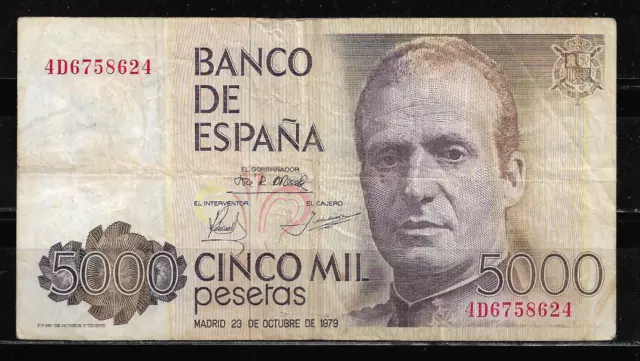 Billete De 5000 Pesetas. 1979. Juan Carlos I. Serie 4D