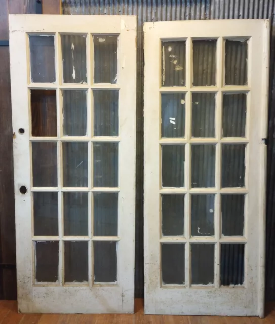 Pair of 15 Pane Interior Doors 78 1/2" Tall x 31 7/8" Wide