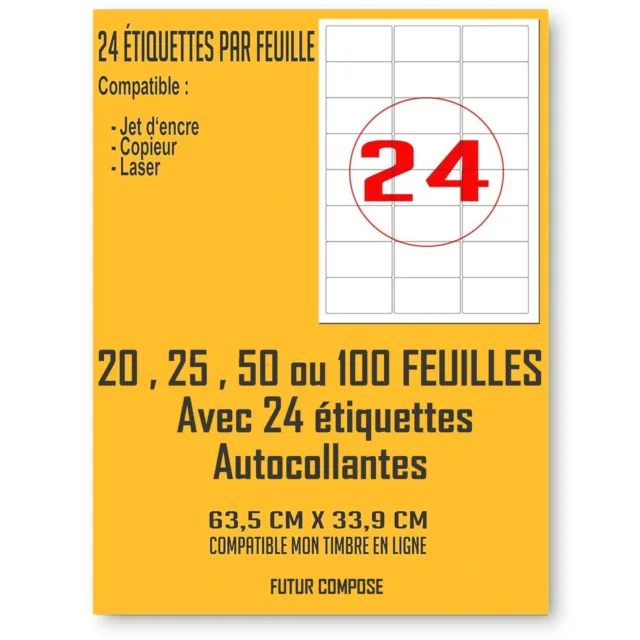 300 Étiquettes rondes de 60 mm de diamètre - Jaune fluo - 25 Feuilles  autocollantes A4