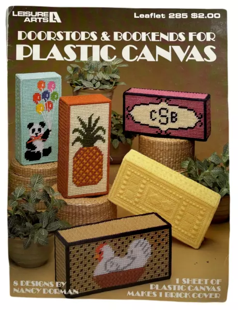 285 1983 Leisure Arts puertas y sujetalibros 285 libro de patrones de lona de plástico de colección 8564