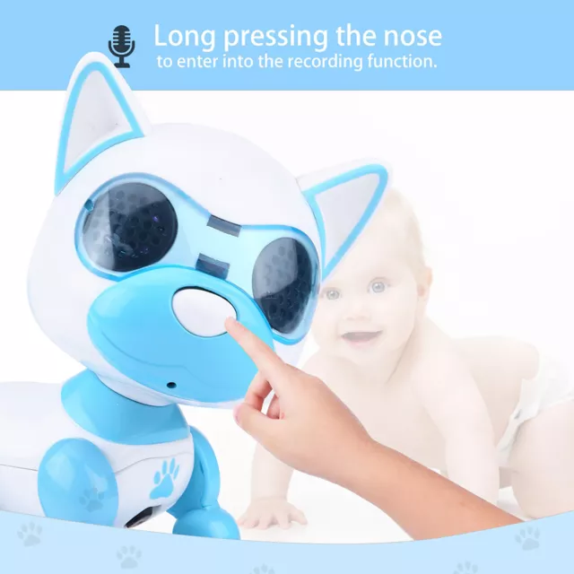 (Blue)Robot Dog Pet Toy Smart Kids Interactive Walking Sound Puppy LED Recor HG5