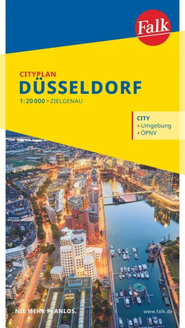 Falk Cityplan Düsseldorf 1:20.000 | (Land-)Karte | Deutsch (2023) | 2 S.