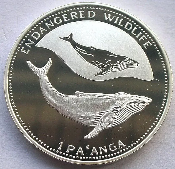 Tonga 1994 Humpback Whale Pa'anga Silver Coin,Proof