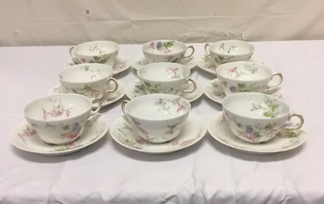 Theodore Haviland Limoges - 9 Place Setting France Fine China Cup Saucer Lot VTG