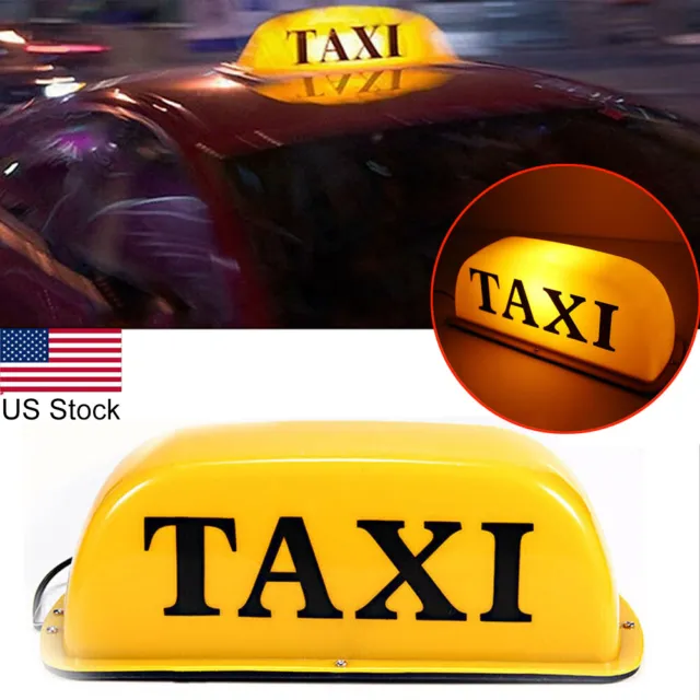12V Bright Yellow LED Taxi Cab Roof Dome Top Sign Light Lamp Shell Magnetic Base