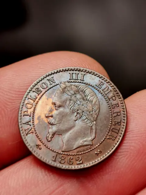 2 centimes Napoléon III tête laurée 1862 K (SUP) ! 1,97 g