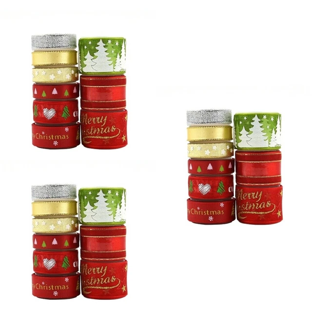 3 Sets Bänder Weihnachten Band Wired Frohe Weihnachten Band 12