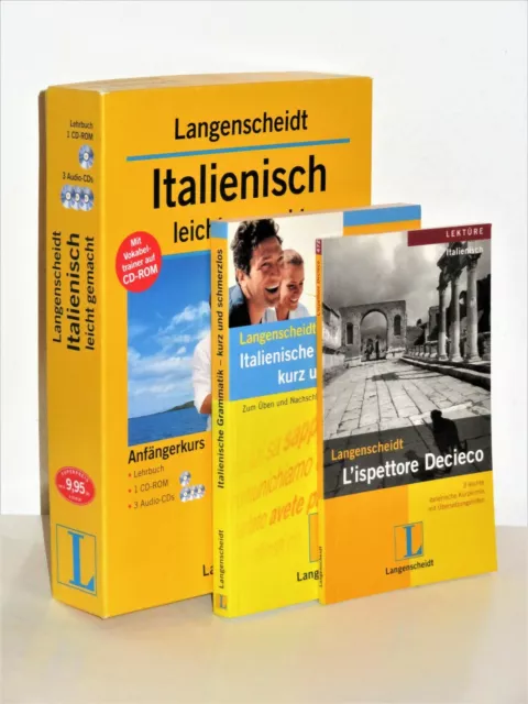 3x Langenscheidt Italienisch leicht gemacht Italienische Grammatik  3 Kurzkrimis