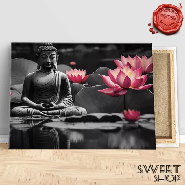 Quadro BUDDHA ZEN fiori di loto  ART Stampa su Tela ALTA' QUALITA' ARTE MODERNO