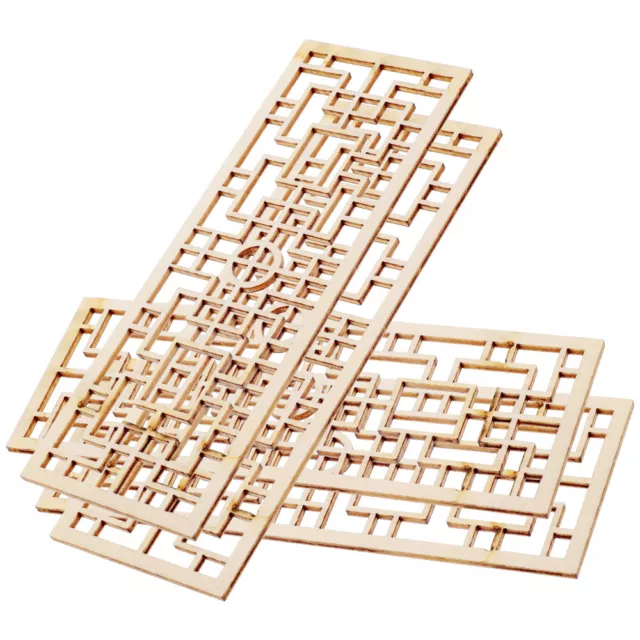 4 Pcs Miniature Screen Wood Door Vintage Dollhouse Furniture Model