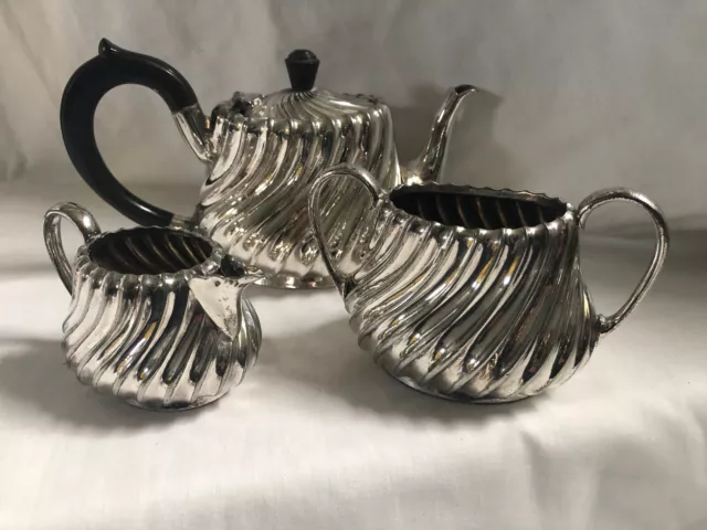 James Dixon & Sons ANTIQUE Silver Plated Tea Set Tea Pot Sugar Bowl Creamer