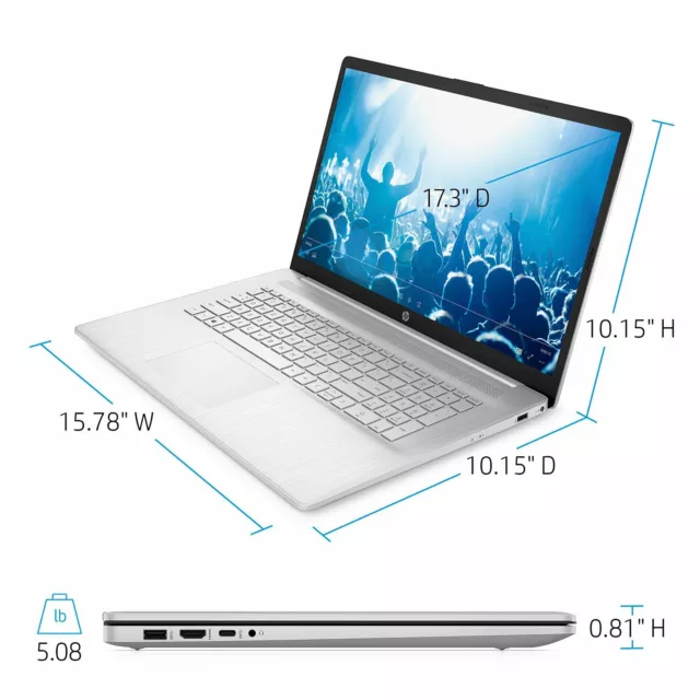 12GB HP Laptop Powerful 17.3" Full-HD Intel Core i5-1155G7 4.50GHz 1TB HDD Win11 3