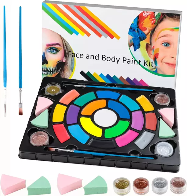 Kinderschminke Set, 19 Farben Professionelle Gesichts- Und Körperfarben Auf Wass
