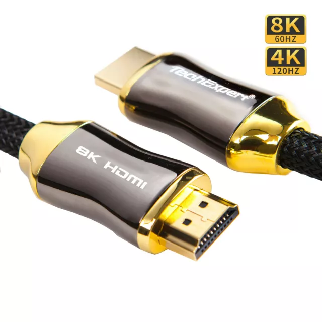 Cable HDMI 2.1 8K 4K 120Hz 2 mètres compatible HDR UHD eARC 48Gb/Sec. TechExpert