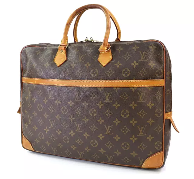 Auth LOUIS VUITTON Porte-Documents 2 Pouch Voyage Monogram Briefcase Bag #56049