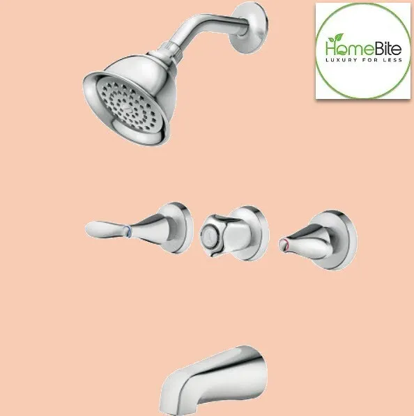 Moen 82663 Adler 3-Handle Bathtub & Shower Faucet (valve included) - Chrome  NEW