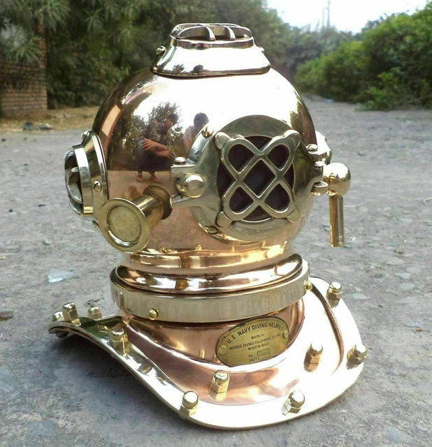 SKYNOTCH Casque de plongée Mark V de l'US Navy - Casque de plongée - Marron antique - Décoration d'intérieur