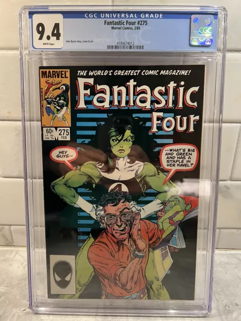 Fantastic Four 275🔥Cgc 9.4🔥She-Hulk🔥Stan Lee Cover🔥White Pages
