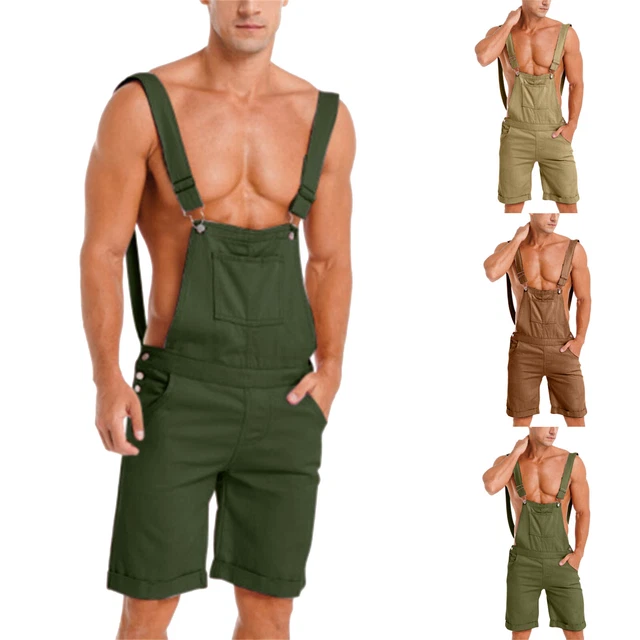 Mens Plus Pocket Jeans Overall Jumpsuit Streetwear Overall Suspender Pants