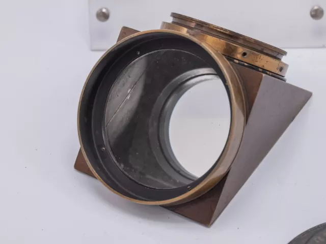 Bausch & Lomb Brass Prism Right Angle Adapter Large 3" x 4" w/ 90mm Lens Bausch & Lomb Brass Prism Right Angle Adapter Large 3" x 4" w/ 90mm Lens