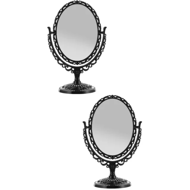 2 Pieces Glass Double Sided Makeup Mirror Woman Tabletop Mirrors