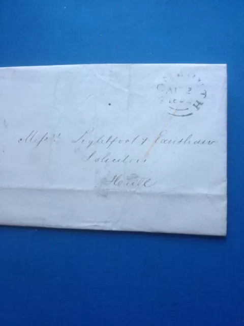 1844, Letter: Monmouth - Lightfoot & Earnshaw. Hull. Notice Served On Morgan.