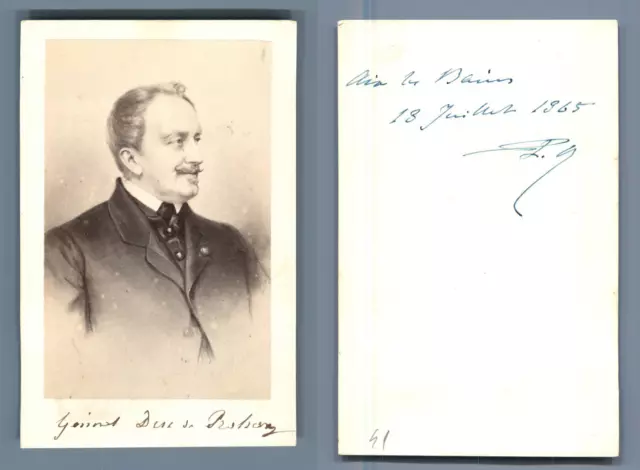 Duc de Rohan, Aix les Bains, 1865 CDV, Vintage albumen print Tirage albuminé