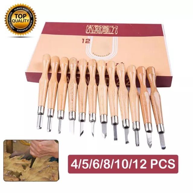 WOOD CHISEL SET WOODWORKING CARVING CHISELS WITH TOOL STORAGE ROLL 4/5/6/10/12x