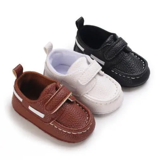 Newborn Baby Boy Pram Shoes Infant Toddler Faux Leather PreWalker Trainers 0-18M
