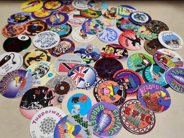 lot of 50 Pogs Random Lot A Zbots Surf Caps Only Pogs