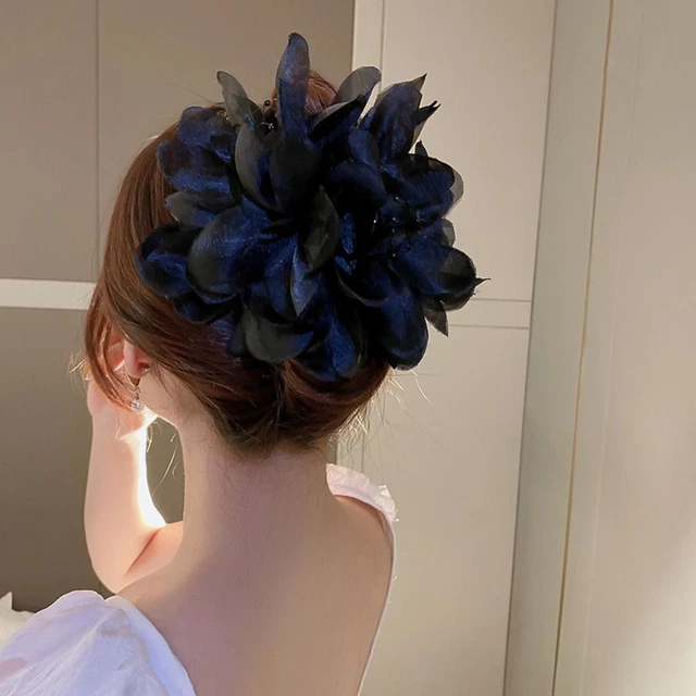 Fluffy Chiffon Hair Clips Fabric Flowers Clip Grab clamp Hair Accessories