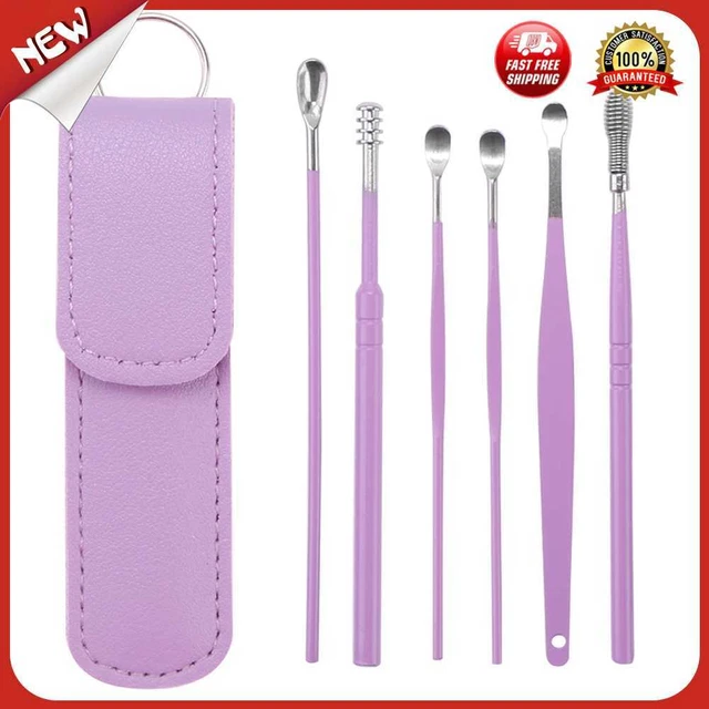 es 6pcs Ear Wax Picker Kit Health Care Curette Earpick Household Tool (Purple)