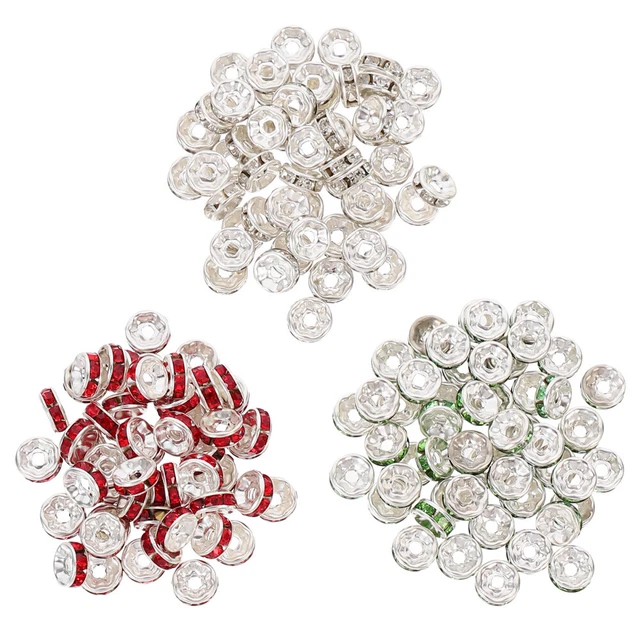 300Pcs Rondelle Spacer Perlen Strass Lose Perlen Schmuck Die Entdeckungen DIY
