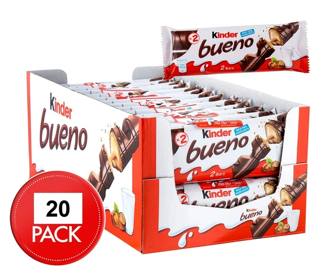 20 X KINDER Bueno Chocolate Bar Hazelnut Chocolate Treat Easter Work