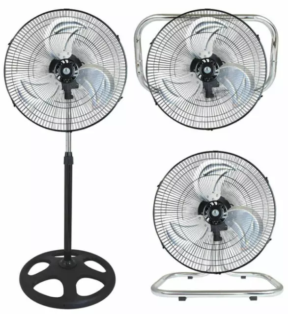 VENTILATORE A PIANTANA TERRA DA TAVOLO E DA PARETE 3 IN 1 3 VELOCITA' ø 45CM