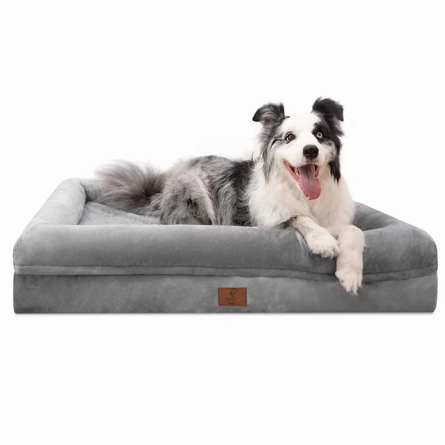 Super Soft Gray Warm Medium Dog Bed Orthopedic Memory Foam Pet Dog Bolster Sofa 2