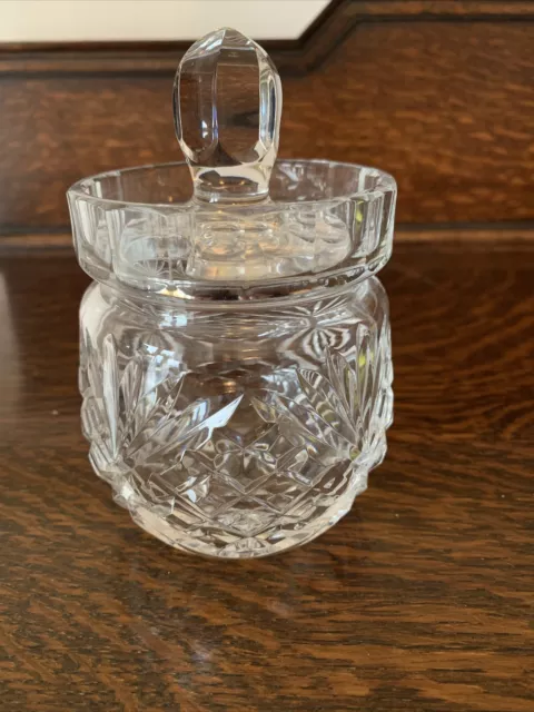 Vintage Lead Crystal Cut Glass Cranberry  Jam  Preserve Lidded Pot
