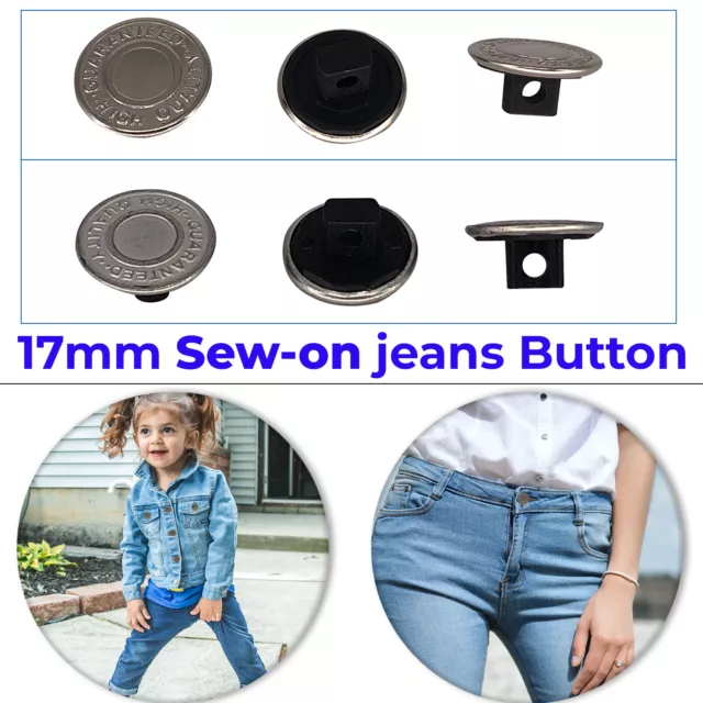 Boutons de jeans clipsables - 14 mm argenté