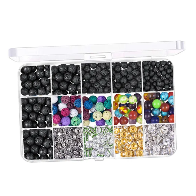 600x lots de perles Rock Agate Gemstone Loose Spacer Beads Bracelets Kit 3