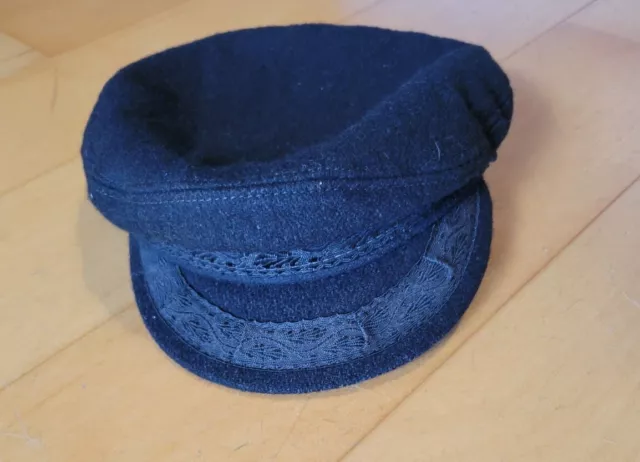 VINTAGE GREEK FISHERMAN’S Cap Wool Captain Hat Black Made in Greece $30 ...