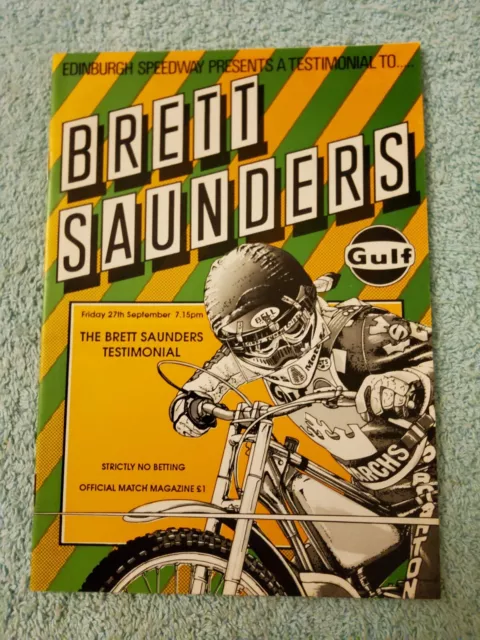 EDINBURGH SPEEDWAY 1991 BRETT SAUNDERS TESTIMONIAL 4 TEAM MATCH. 27th SEPTEMBER