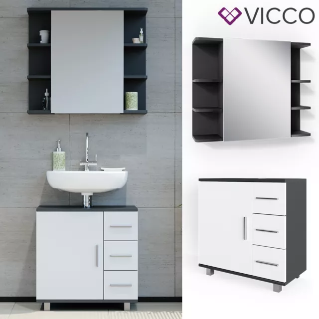 Conjunto de muebles de baño VICCO ILIAS blanco antracita - 2 piezas
