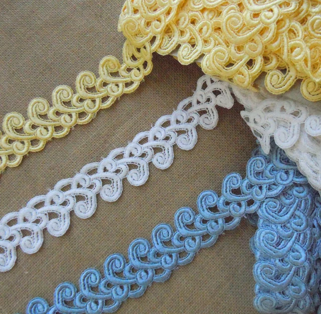 3 Colors 1.75'' Wide Lovely Rayon Venise Lace White, Baby Yellow, Baby Blue zhs3