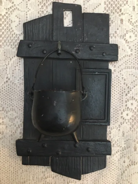 1920-30'S Metal Match Safe (Wall Mount) ~ Ornate Barn & Hanging Bean Pot