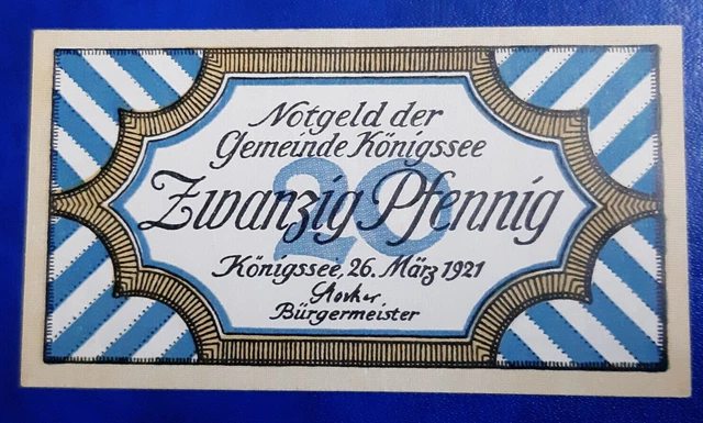 Königssee Notgeld 20 Pfennig 1921 Emergency Money Germany Banknote (27043)