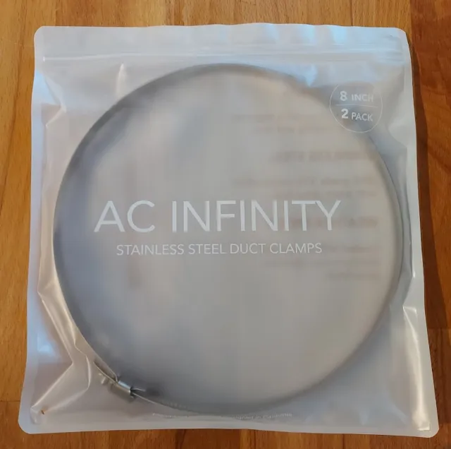 AC Infinity morsetti in acciaio inox per condotti, scarico, ventilazione 8 pollici 2 pk