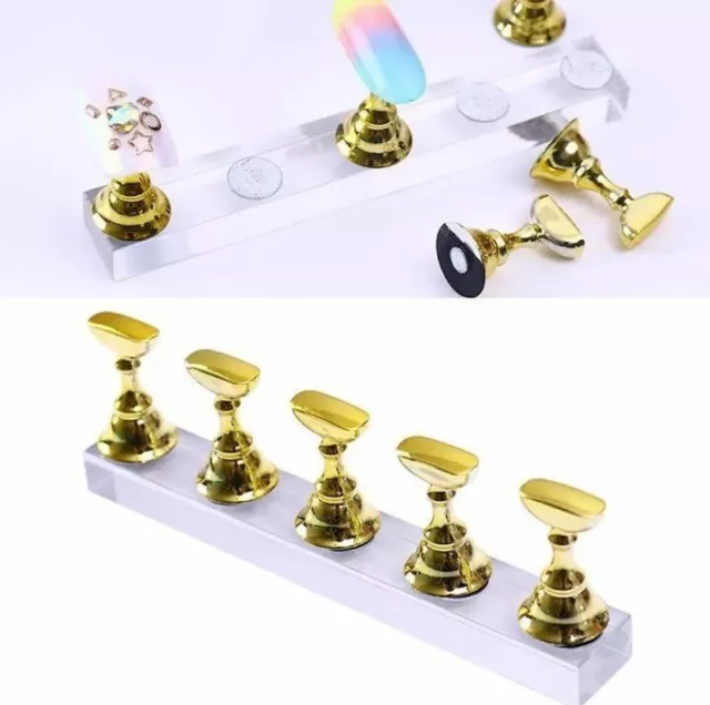 Magnetic Manicure Nail Art Practice Display Stand False Tip Holder Make Sample