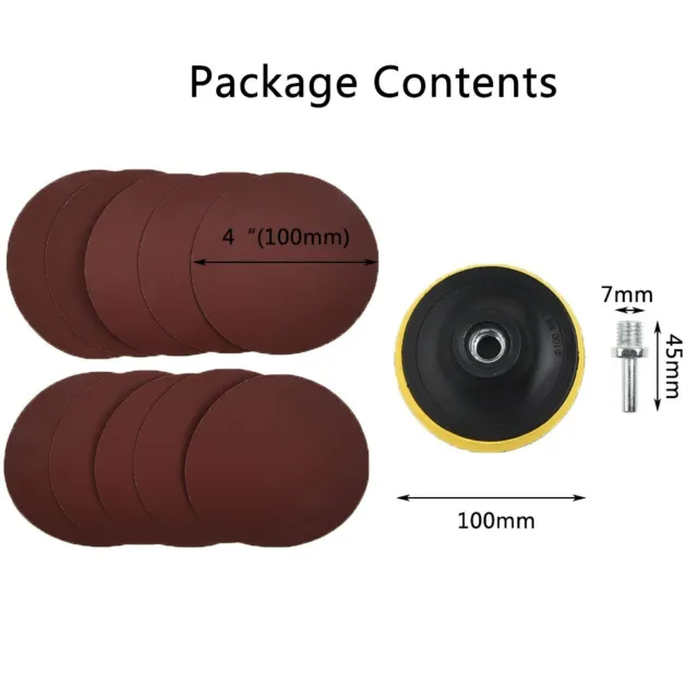 10pcs 100mm Sanding Discs & Polir Coussinets 1000 Authentique W / Tige Perceuse