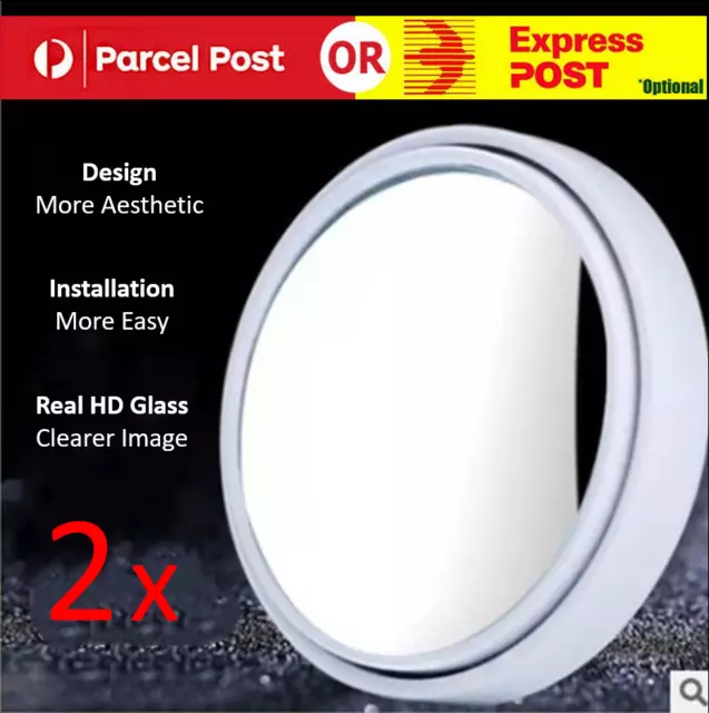 2x Blind Spot Car Mirror White Wide Angle Adjustable Rear Side View Convex Glass